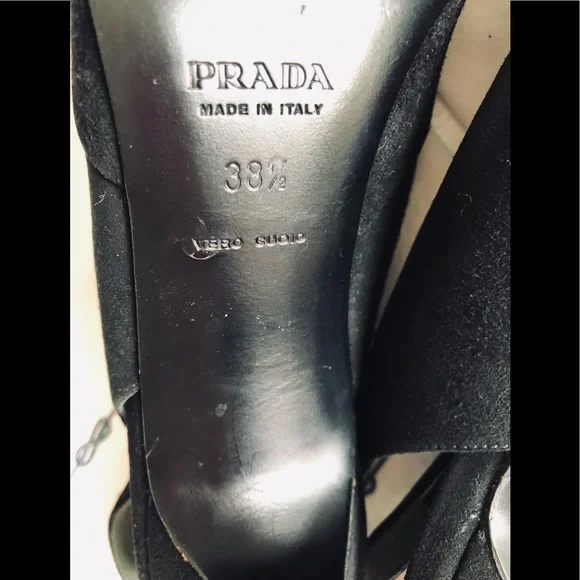 Prada pointy toe black suede slingback pump 4 inch heel size 8 1/2 - Picture 13 of 17